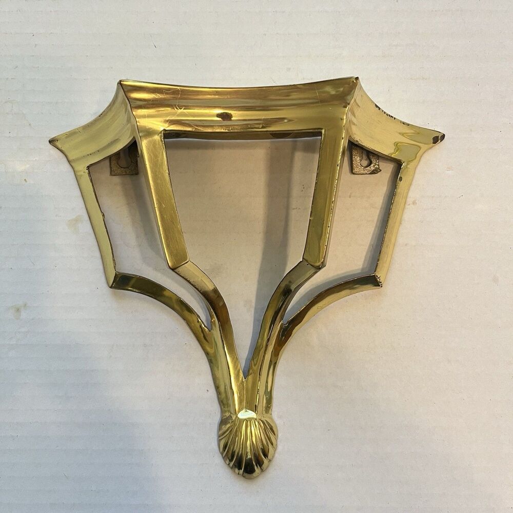 Vintage Solid Brass Shelf Or Bracket 10"x9"x3" Art deco Detailing